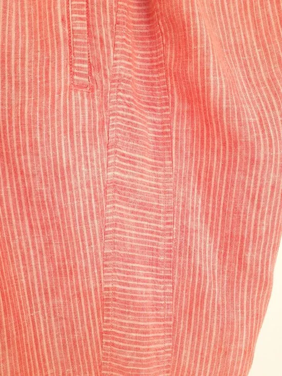 Anthropologie Linen Striped Ankle Pants Orange Size XS - Picture 7 of 10